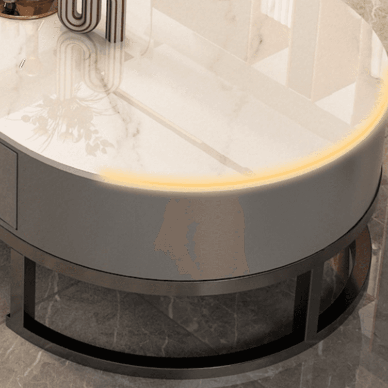 Elliptical Accent Table with Dual-base and Rawhide Upholstery thumbnail 9