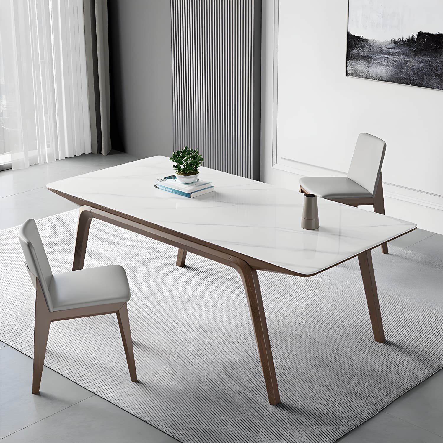 Designer Style Sintered Stone Top Dining Set Rectangle 1/3/4/5/7 Pieces Dining Table Set thumbnail 4