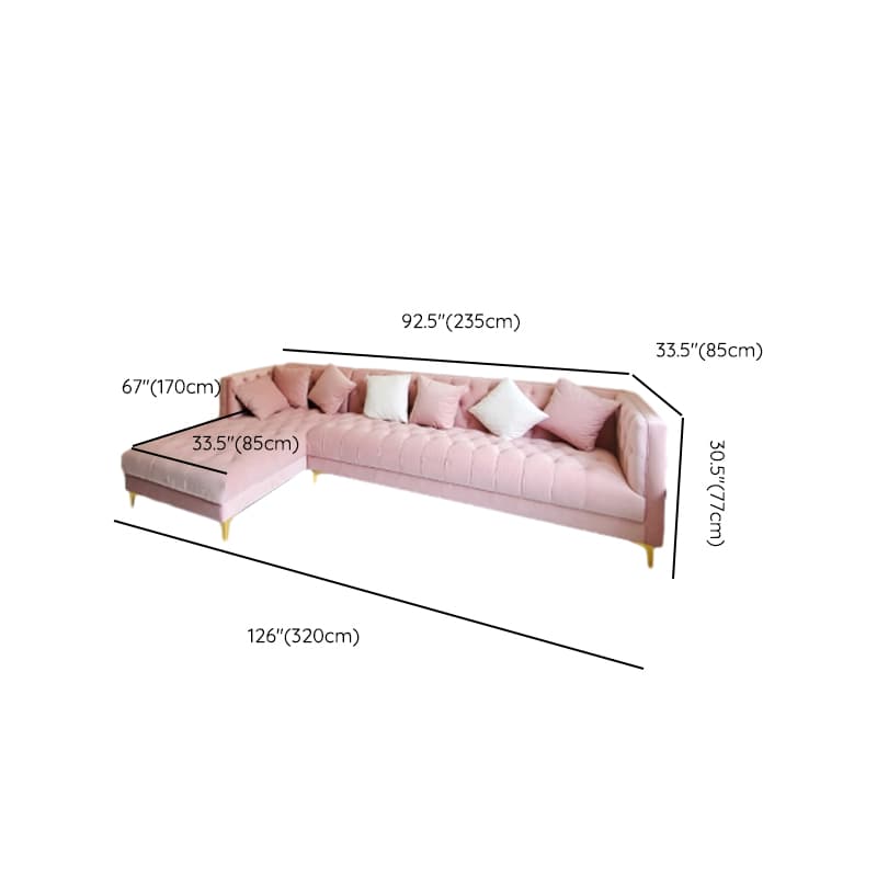 Button-tufted Straight/L-Shape Horizontal/Left Hand Facing Sofa Chaise/Sofa Couch in Rose with Tufted Back thumbnail 16