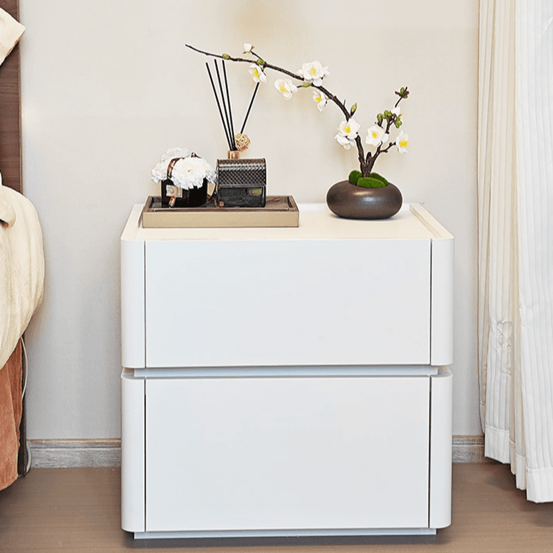 Modish Nightstand With Drawer Organization Featuring 2 Drawers and Composite Wood Countertop thumbnail 10