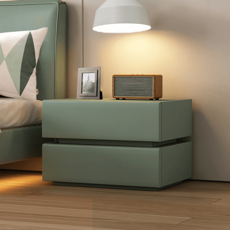 Art Deco Style Bedside Cabinet Nightstand with 2 Drawers and Pine Countertop thumbnail 1