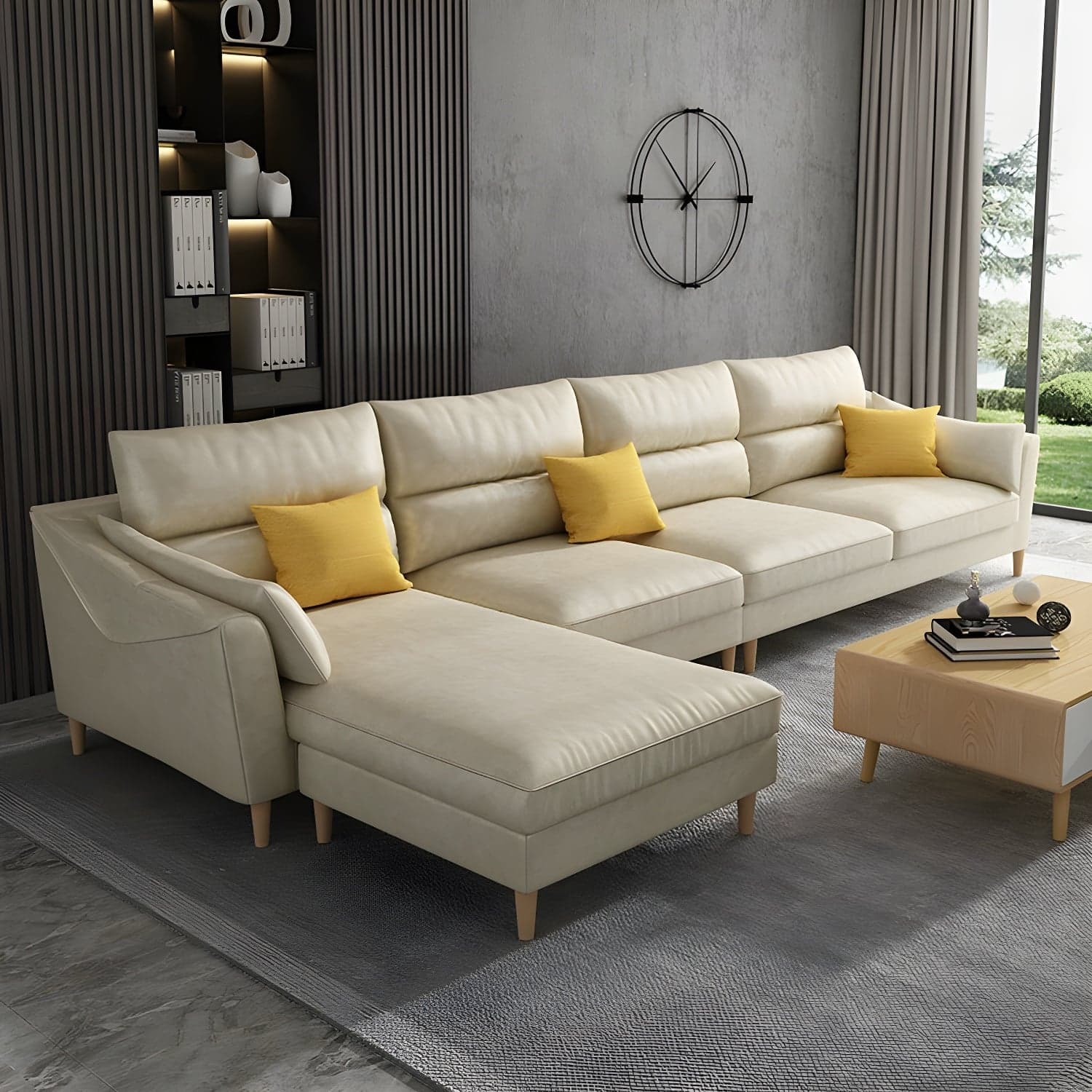 Scandinavian Wood Frame Straight Modular Sofa with Slipcover and Ottoman in 3 Piece Set thumbnail 1