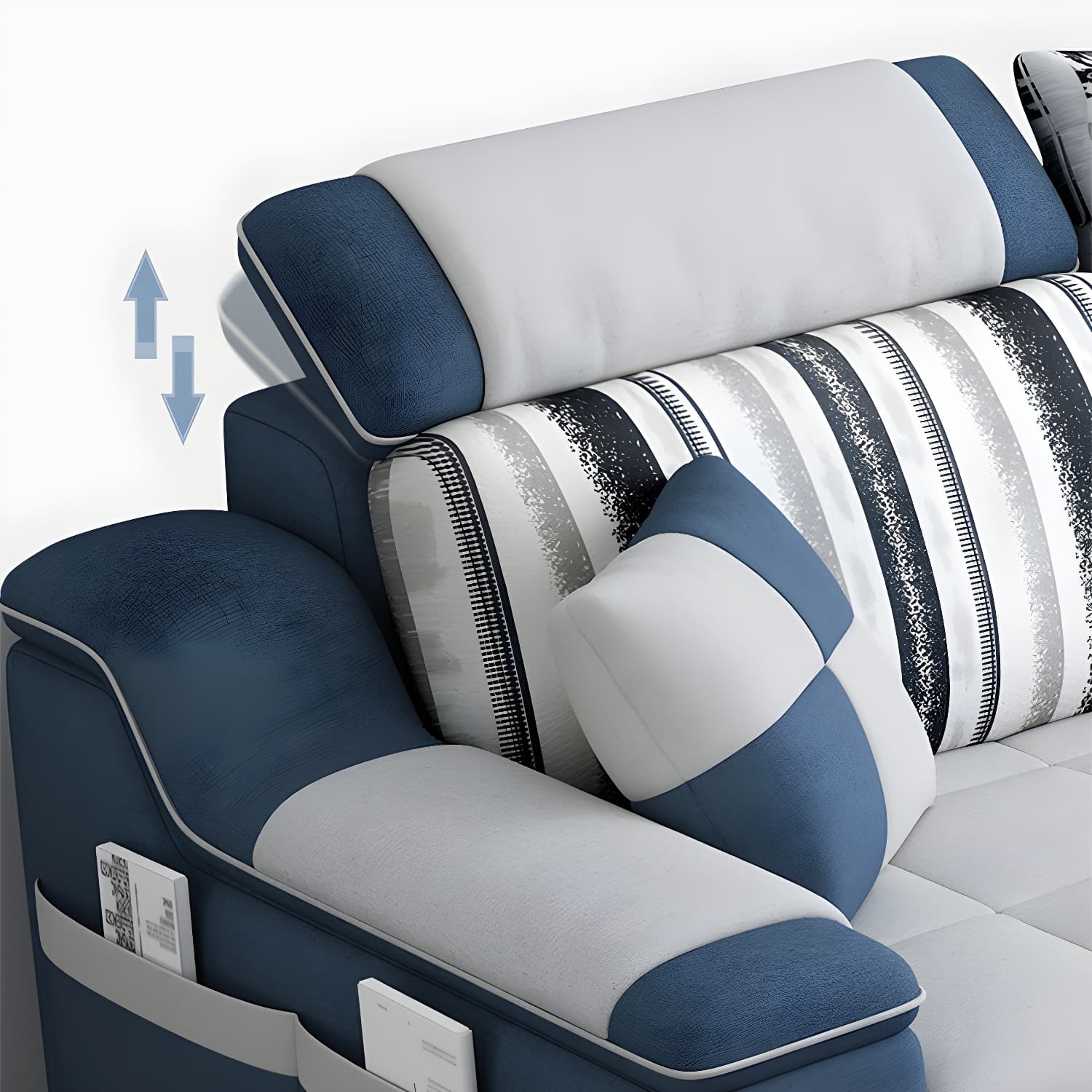 Reversible L-Shape Scandinavian Sectional Sofa with Ottoman and Adjustable Headrest in 2 Piece Set thumbnail 17