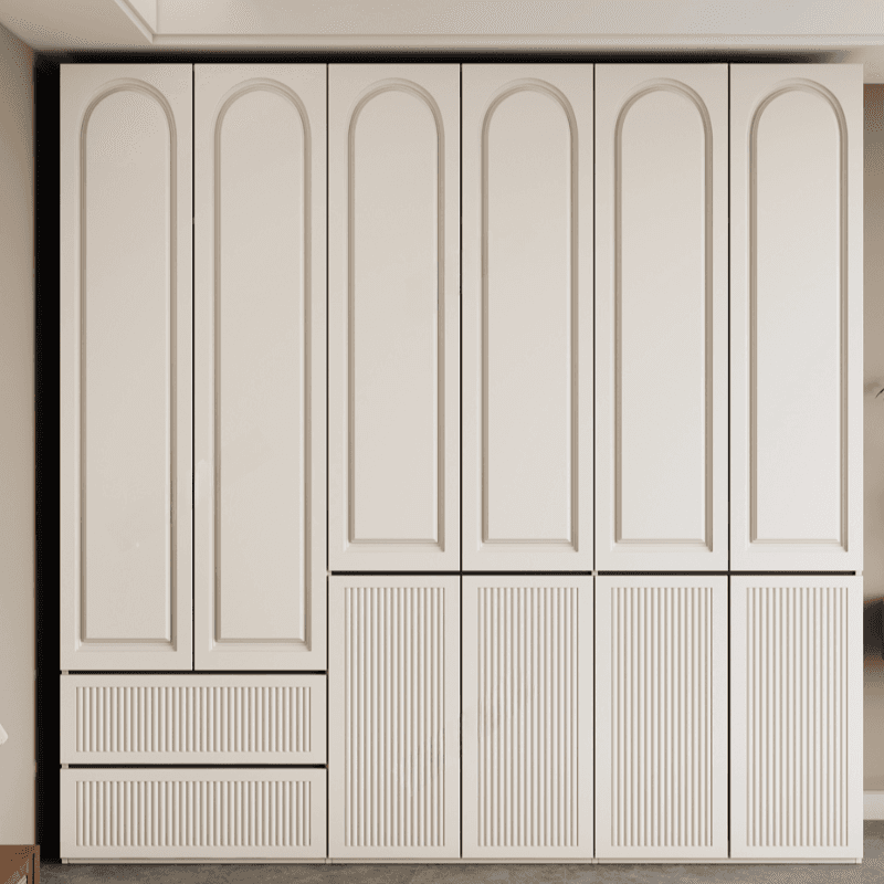 White Minimalist Manufactured Wood Independent Wardrobe Closet with Soft Close Drawer, Soft Close Door, and Interior Shelves thumbnail 3