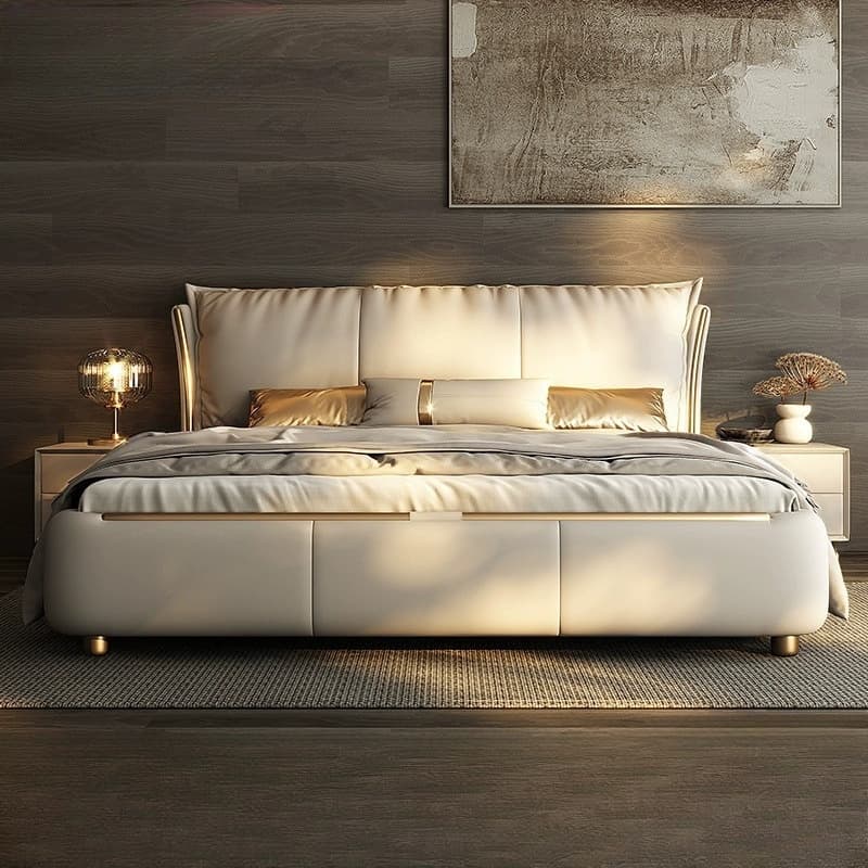 Light Gray Luxurious Solid Color Storage Bed/Platform Bed with Pine Wood Frame for Living Room thumbnail 1