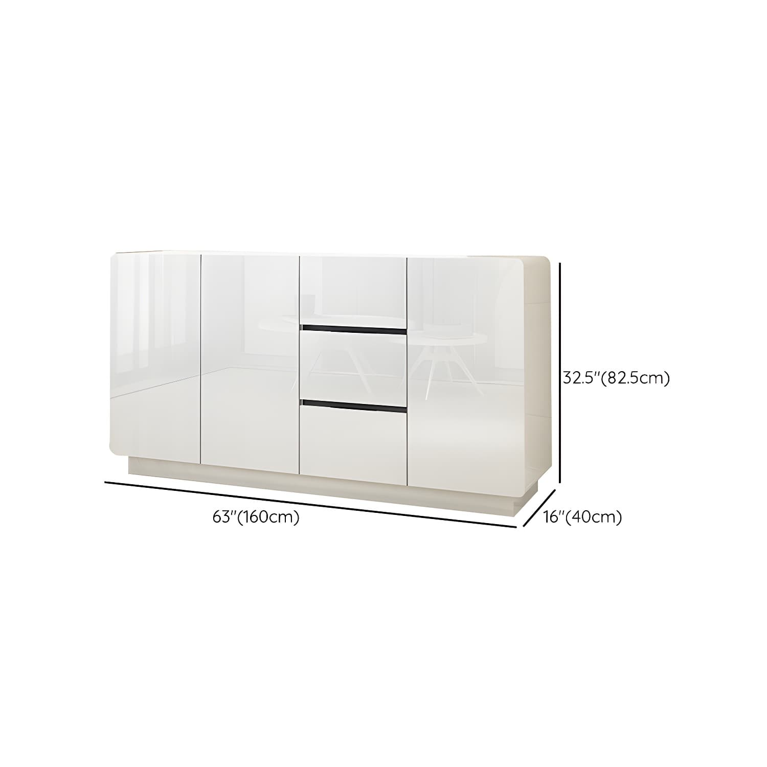 Contemporary White Sideboard Table with Drawers and Adjustable Shelving - image 12