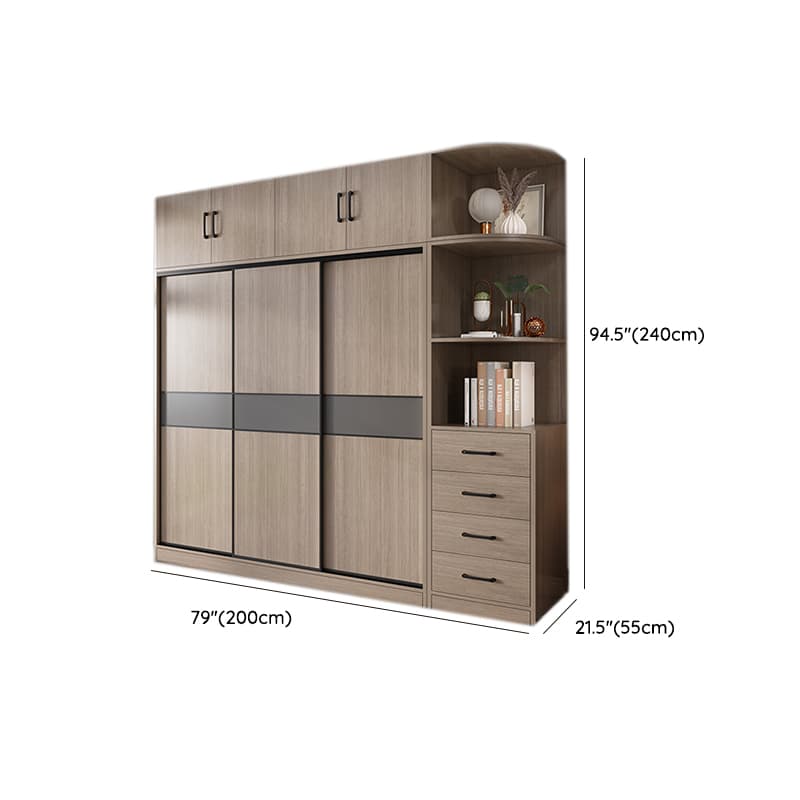 Rustic Brown Self-supporting Armoire Cabinet Pine with Shelves thumbnail 31