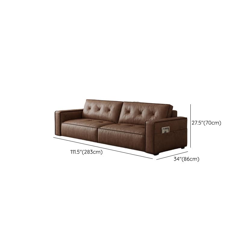 Mocha Pu Leather Convertible Sofa with Armrest for Drawing Room thumbnail 14
