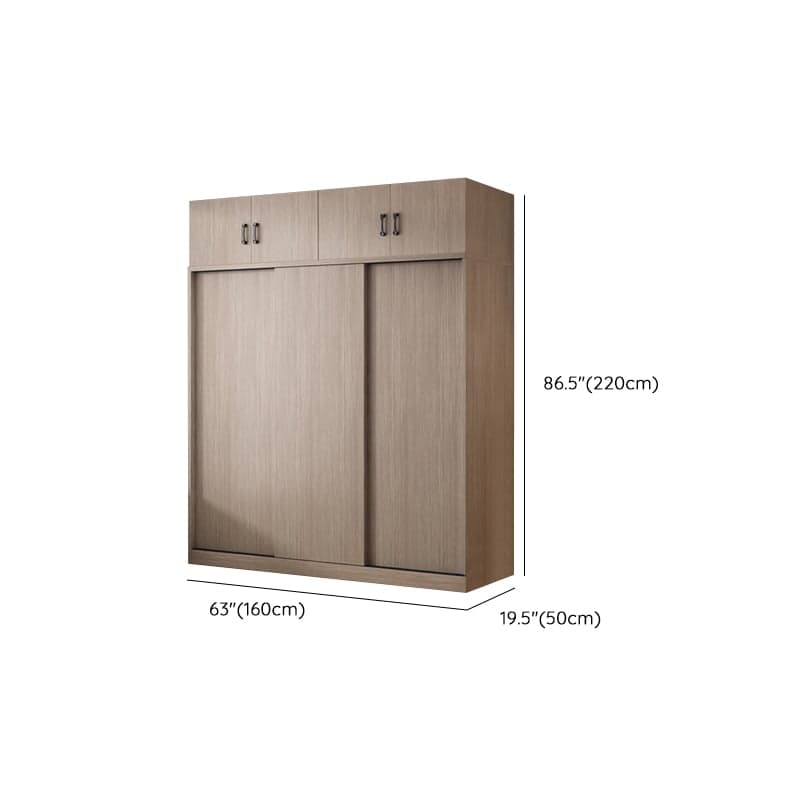 Sleek Natural Finish Modern Wooden Standalone Wardrobe Closet with Soft Close Features and Hanging Rod - image 21