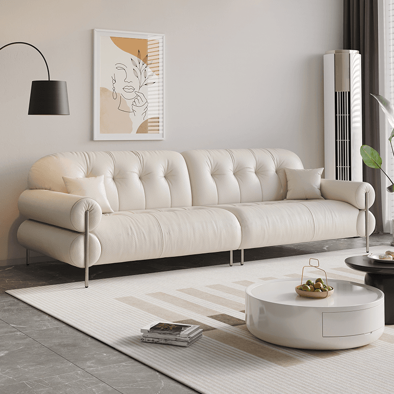 Tear Resistant Standard Sofa with Pu/Flannel Upholstery in Grey/Auburn/Ivory thumbnail 8