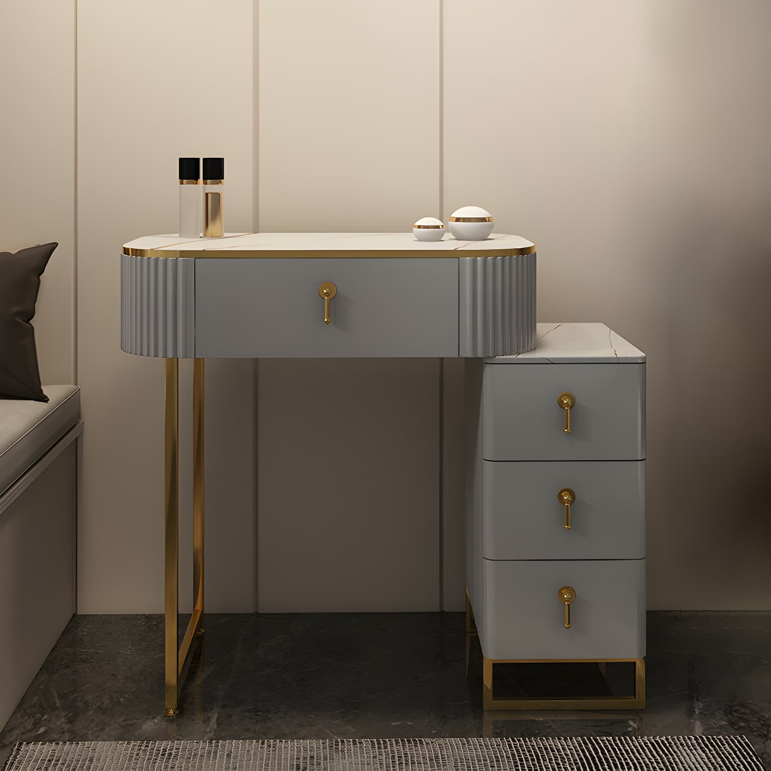 Contemporary Makeup Vanity Desk Table 29.9" H Bedroom Makeup Counter thumbnail 15