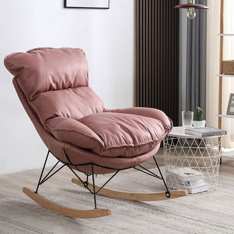 Stationary Rocker for Nursery Natural Wood Finish with Ottoman and Rear thumbnail 9