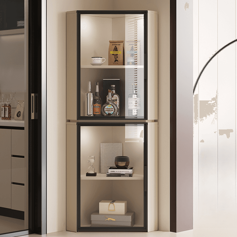 Nook Detached Accent Cabinet with Damp-proof and Scratch-immune Features, Glazed Door, Grip Bars, and Midnight Black/Chalk/Sepia Top thumbnail 7