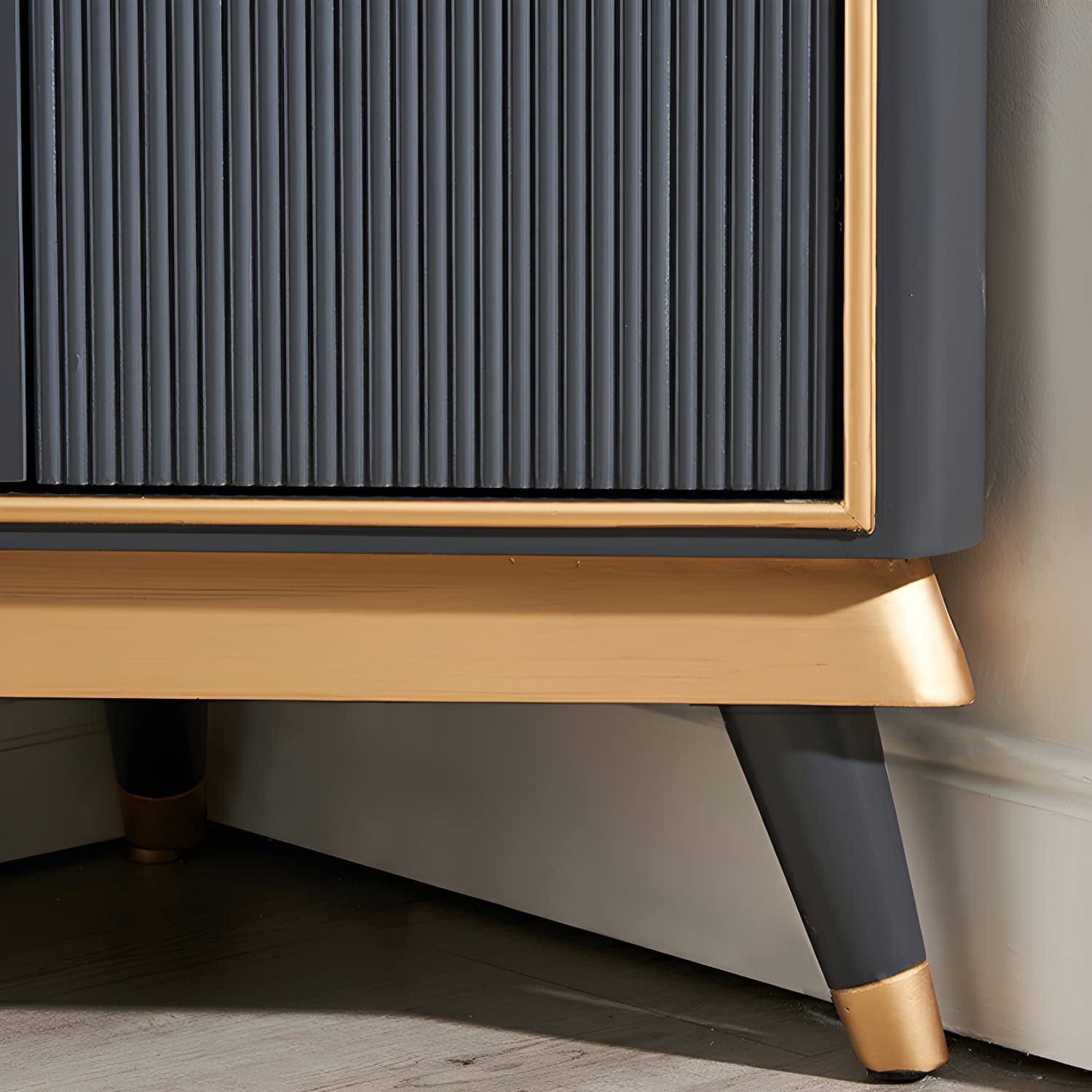 Glam Corner Accent Cabinet with Black Stone Countertop and Wood Base for Small Spaces thumbnail 6