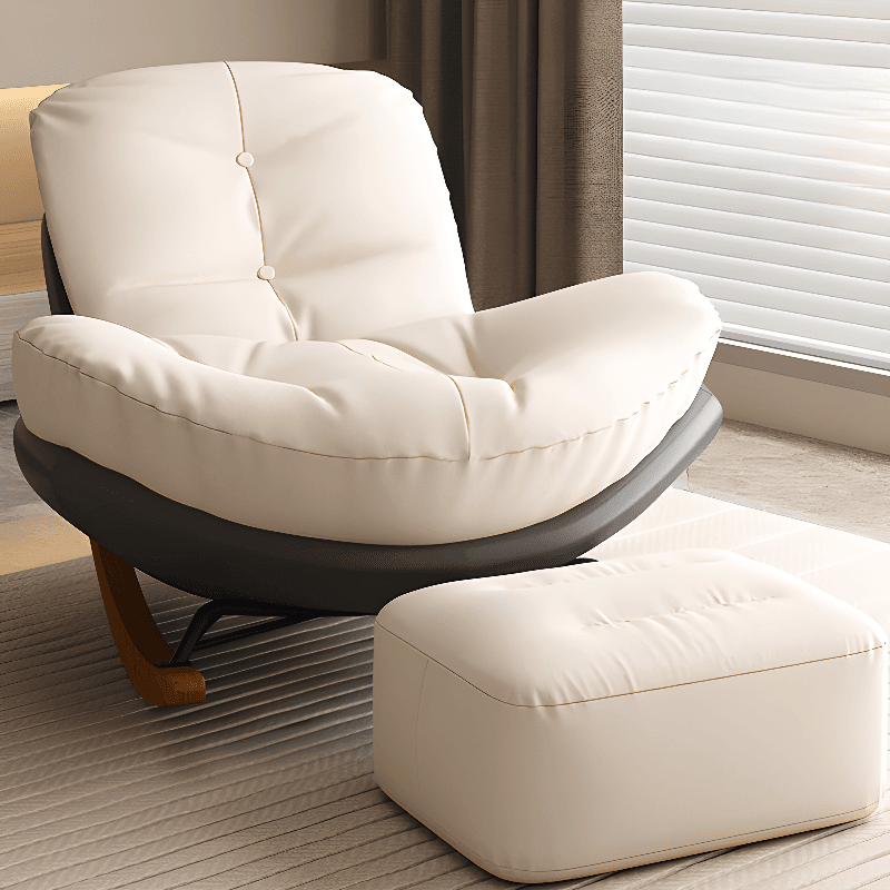 Stationary Upholstered Rocking Chair with Cushioned Rear in a Scandinavian Style, Footstool Included/Not Included thumbnail 9