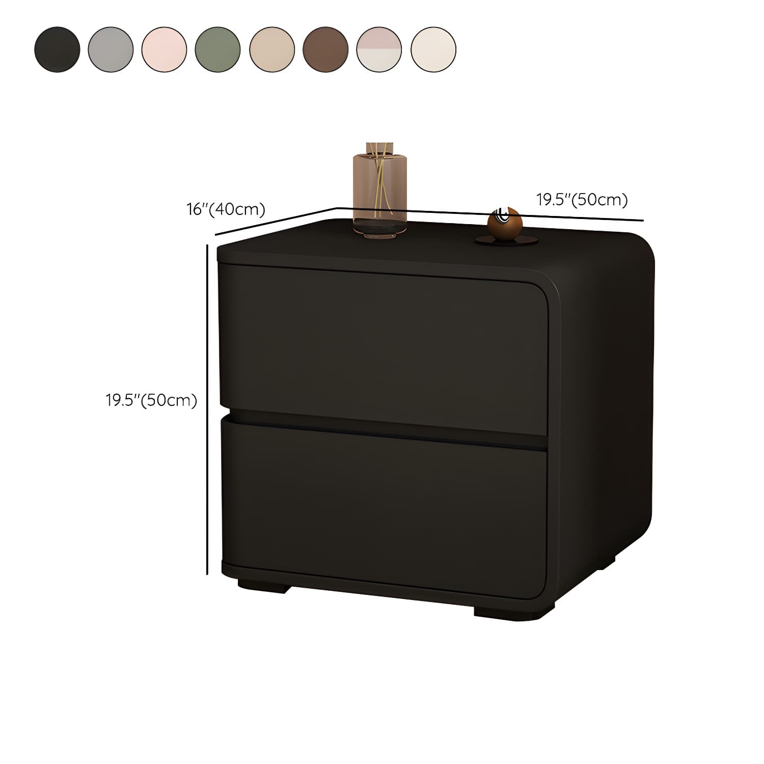 Contemporary Bed Nightstand Solid Wood Bedside Cabinet with 2 Drawers thumbnail 25