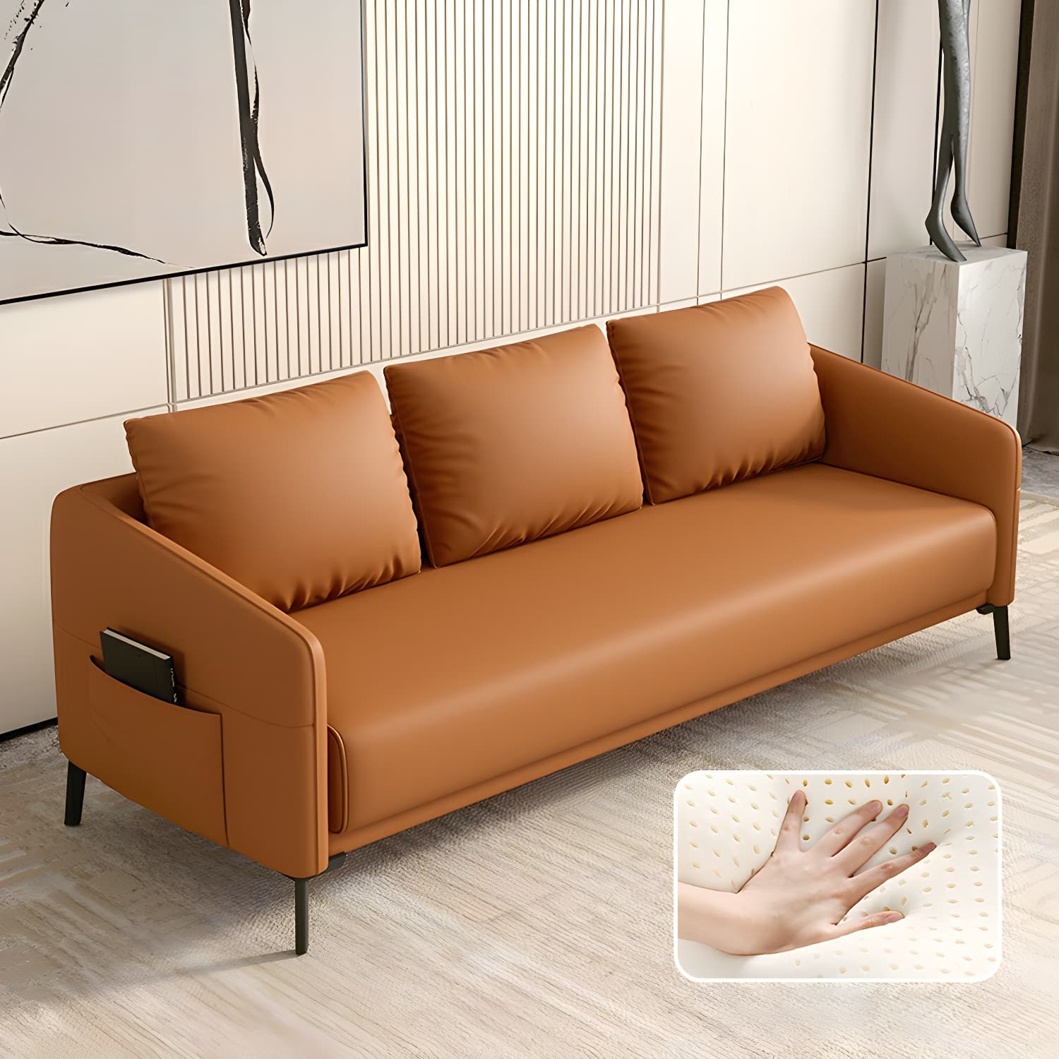 Modern Wood Frame Standard Sofa with Square Arms in Solid Color & Tear Resistant thumbnail 14