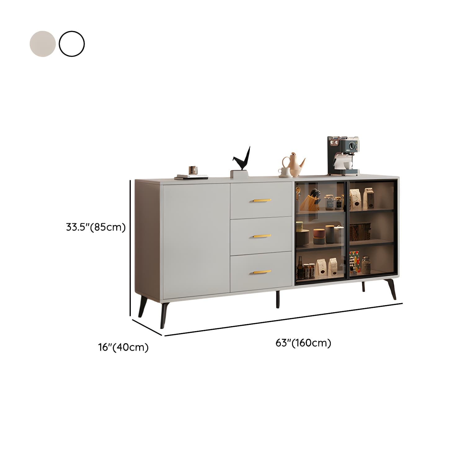 Glass Door Modern Wooden Kitchen Sideboard with Adjustable Shelving thumbnail 22