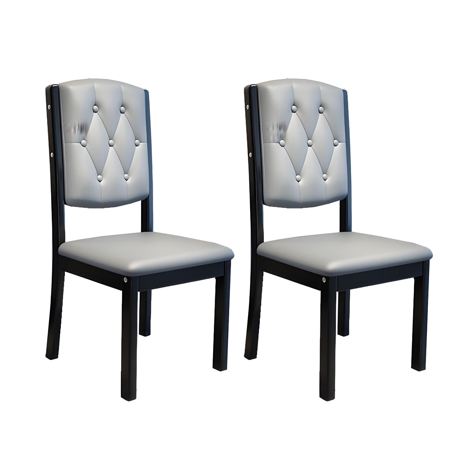 Matte Finish Leather Side Chair with Solid Wood Base for Home thumbnail 2