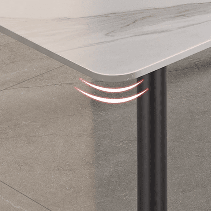 Dining Table Set with Rectangular Slate Top, 4 Legs, Padded Chair, and Back thumbnail 6