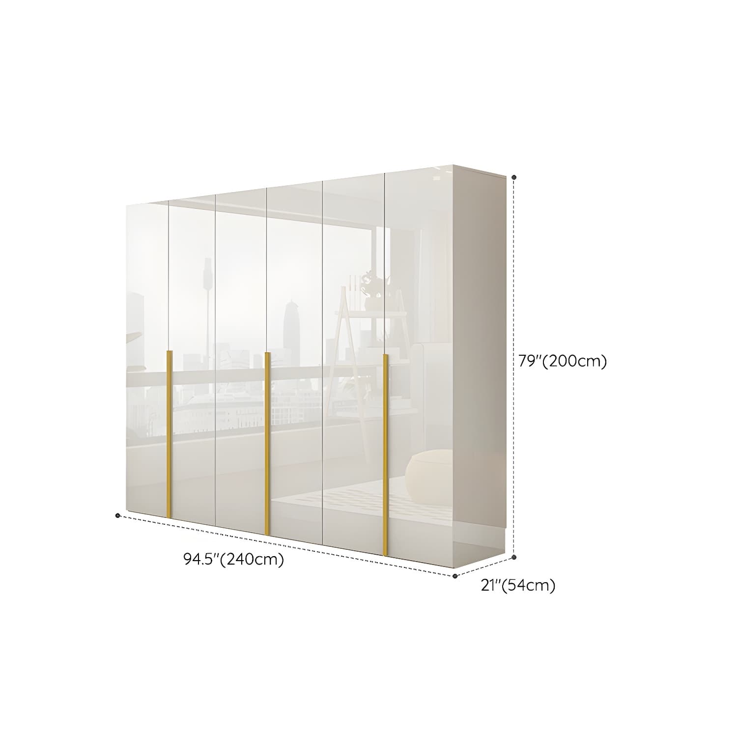 White Modern Style Wardrobe Cabinet Engineered Wood with Garment Rod thumbnail 19
