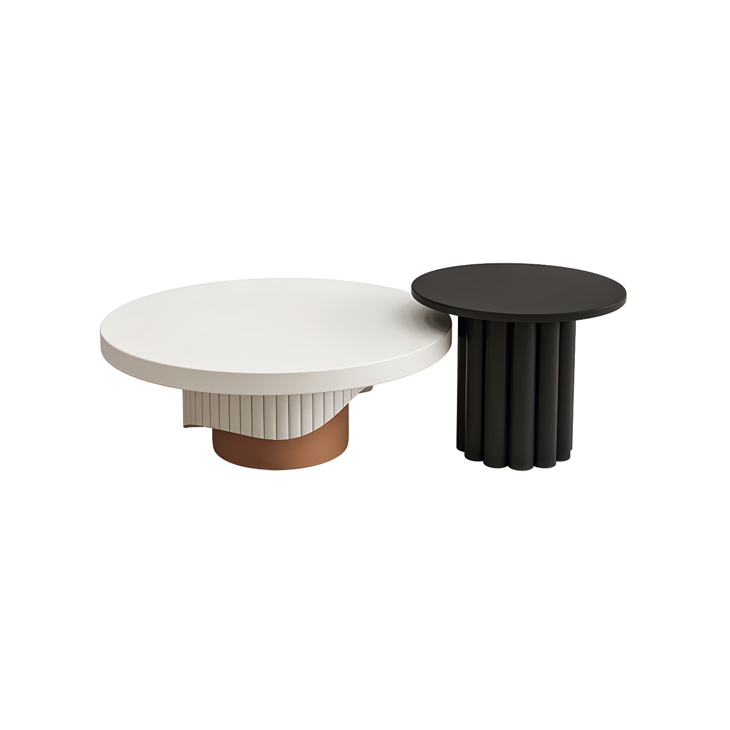 Pedestal Round Coffee Table Set Modern Minimalist Cocktail Table thumbnail 8