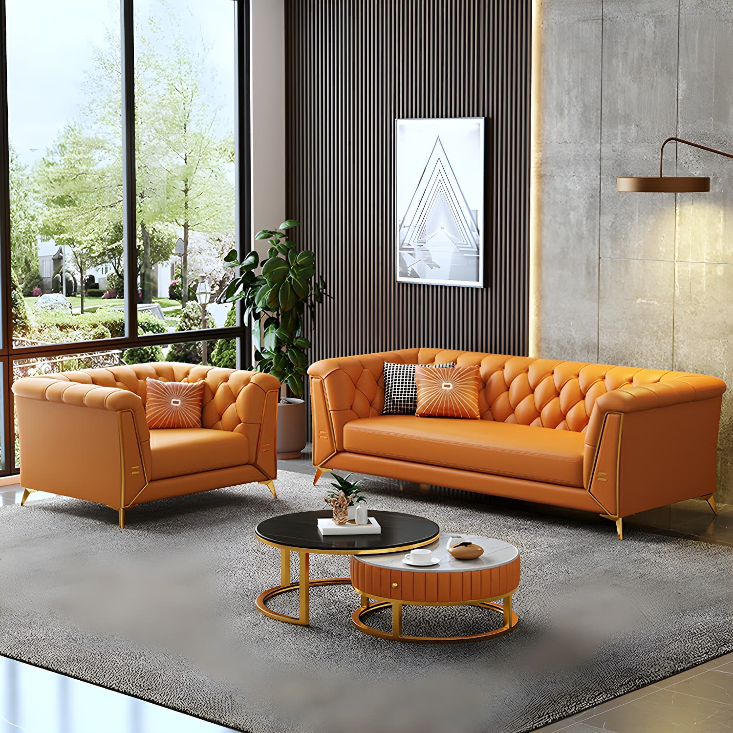 Glam Wood Frame Standard Sofa with Tuxedo Arms in Solid Color thumbnail 12