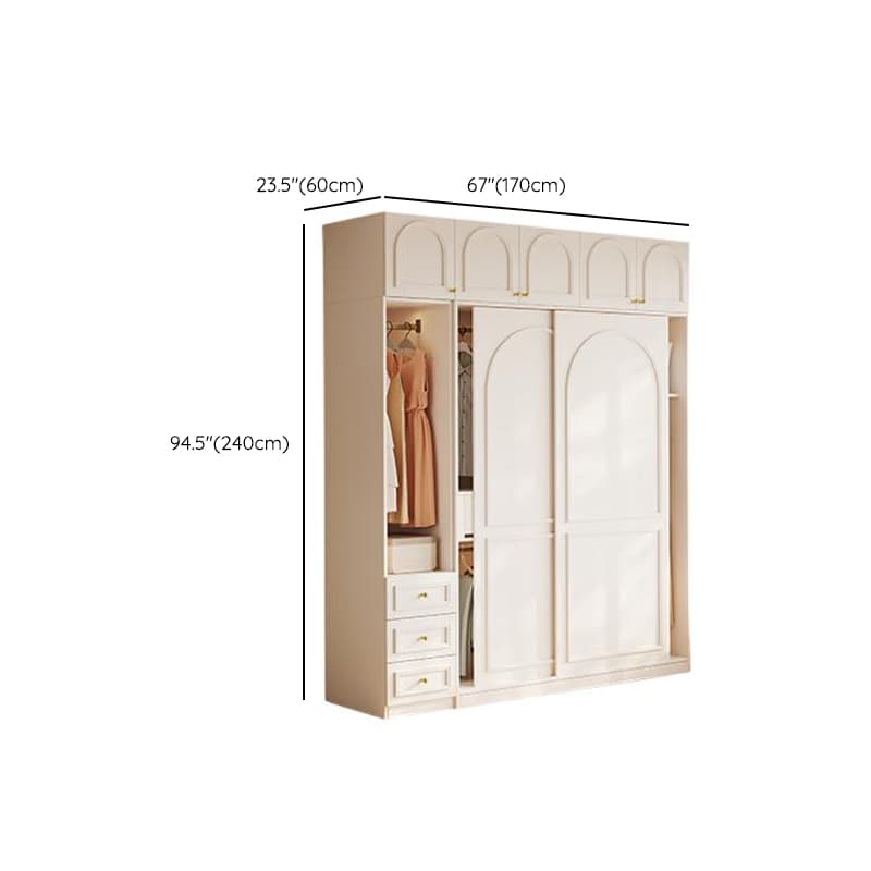 Casual White Wooden Wardrobe with 5 Drawers/4 Drawers/2 Drawers, Interior Shelves & Hanging Rod thumbnail 14