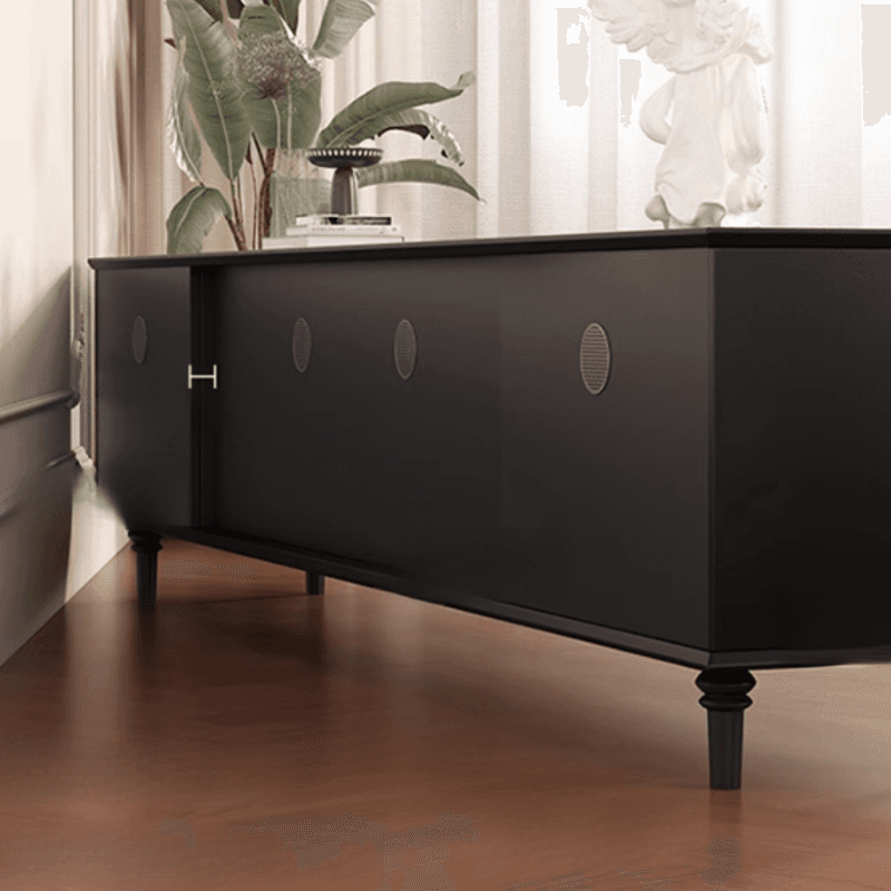 Black Art Deco Wooden TV Stand with Shelf, 4 Drawers, 2 Cabinets, and Cable Management thumbnail 7