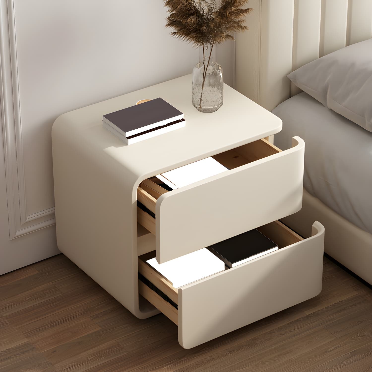 Scandinavian Pine Accent Table Nightstand Drawers Included with Legs thumbnail 10