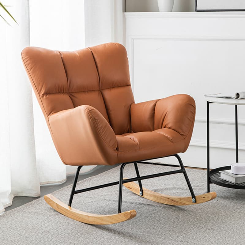 Midnight Black/Olive Green/Lemon Color Ergonomic Stationary Rocking Chair Couch with Rear & Round Arm thumbnail 17