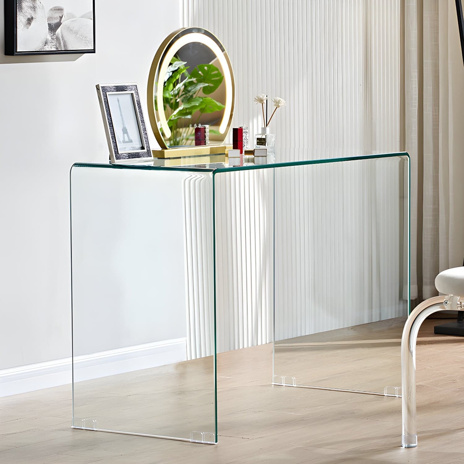 Contemporary Make-up Vanity Standing Glass Bedroom Makeup Vanity Set thumbnail 2