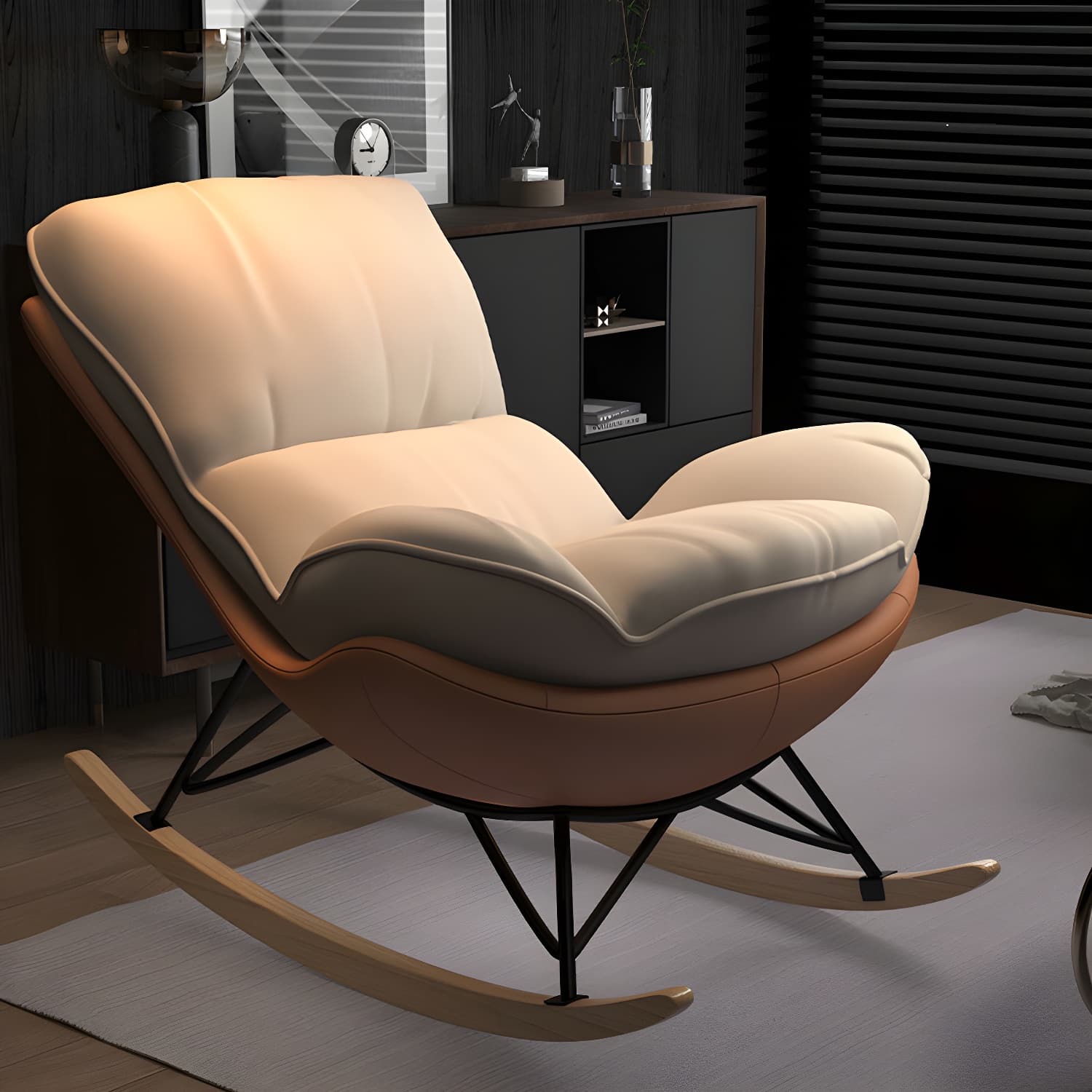 Modern Tufted Cushions Glider Spindle Children Glider with Ottoman thumbnail 24