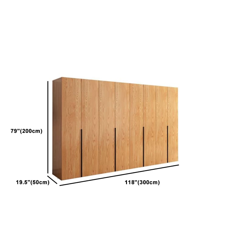 Natural Wood Freestanding Wardrobe Closet with Natural Doors thumbnail 24