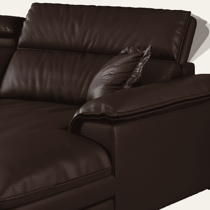 L-Shape Leather Sofa Recliner in White/Espresso/Beige with Right Hand Facing Orientation thumbnail 14
