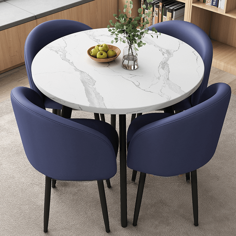 Circular Manufactured Wood Dining Table Set with Upholstered Back, Padded Chair, Arms, Seats 4 thumbnail 5