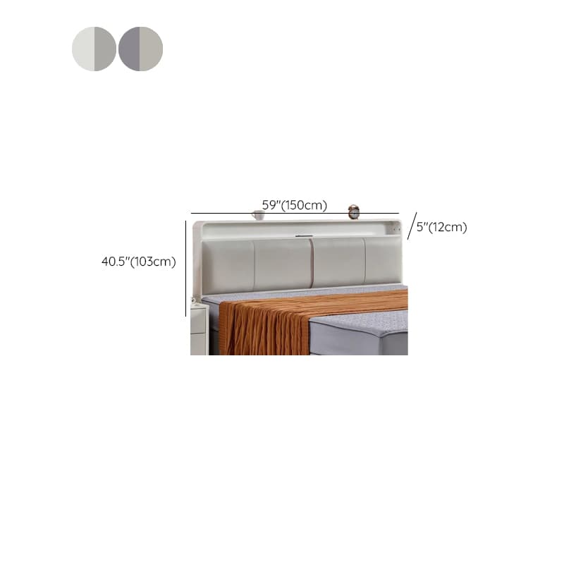 Simplistic Panel Headboard with Shelves, Rectangular Shape for Twin/Full/Twin XL Bed, Featuring Sponge Upholstery, Illumination Light, and Standard Height thumbnail 11