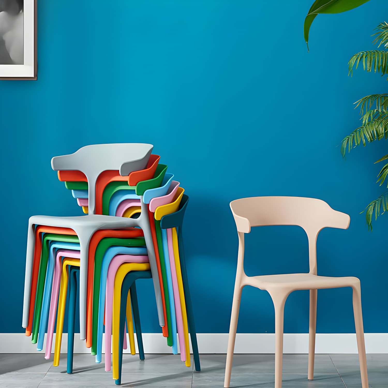 Glam Plastic Side Chair Matte Finish Open Back Dining Chair for Dinning Room thumbnail 18