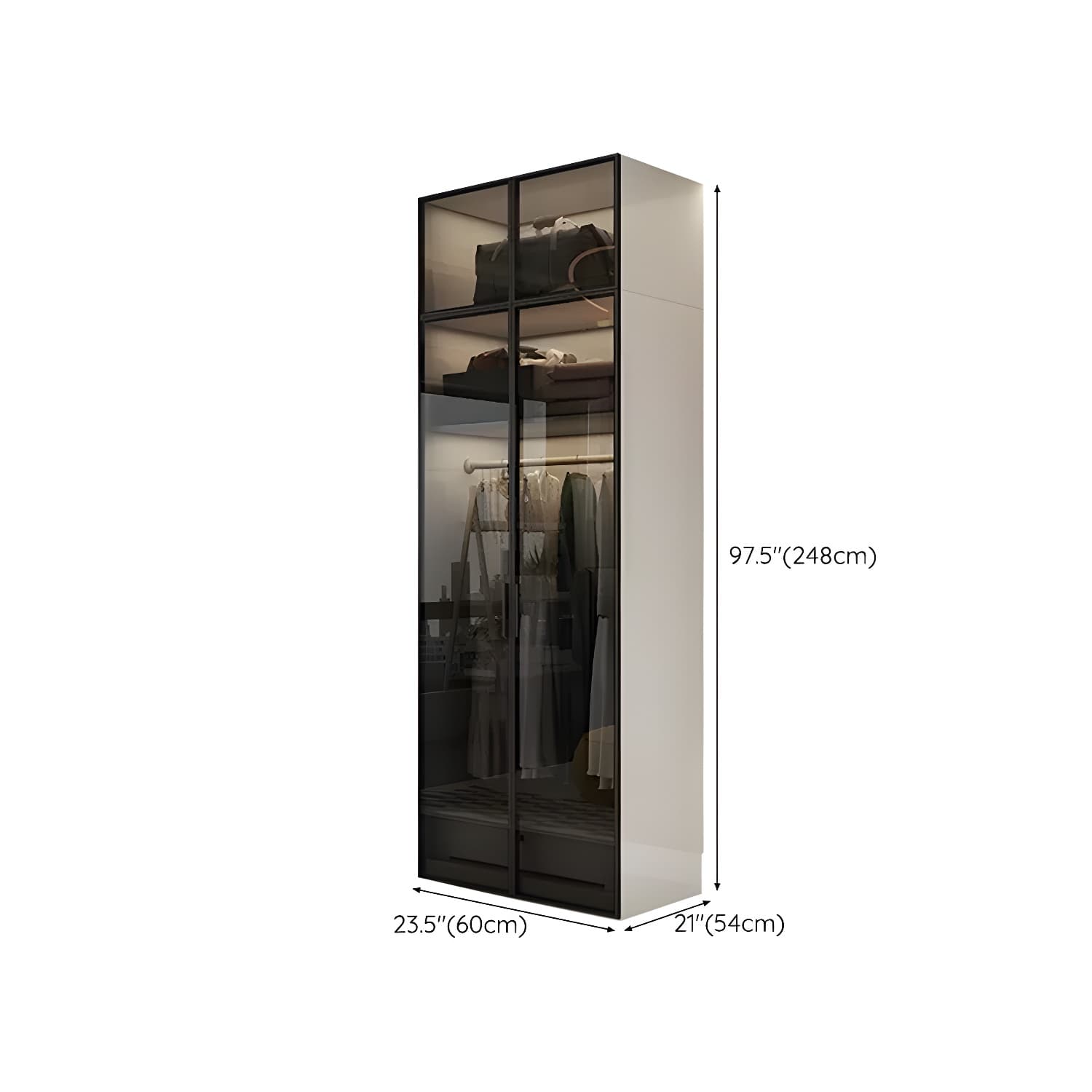 Sleek White Wood Wardrobe Armoire with Soft Close Drawers and Shelves thumbnail 17