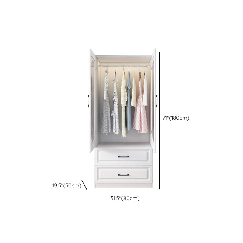 White Modish Timber Wardrobe with Soft Close Door, Interior Shelves, and Hanging Rod thumbnail 21