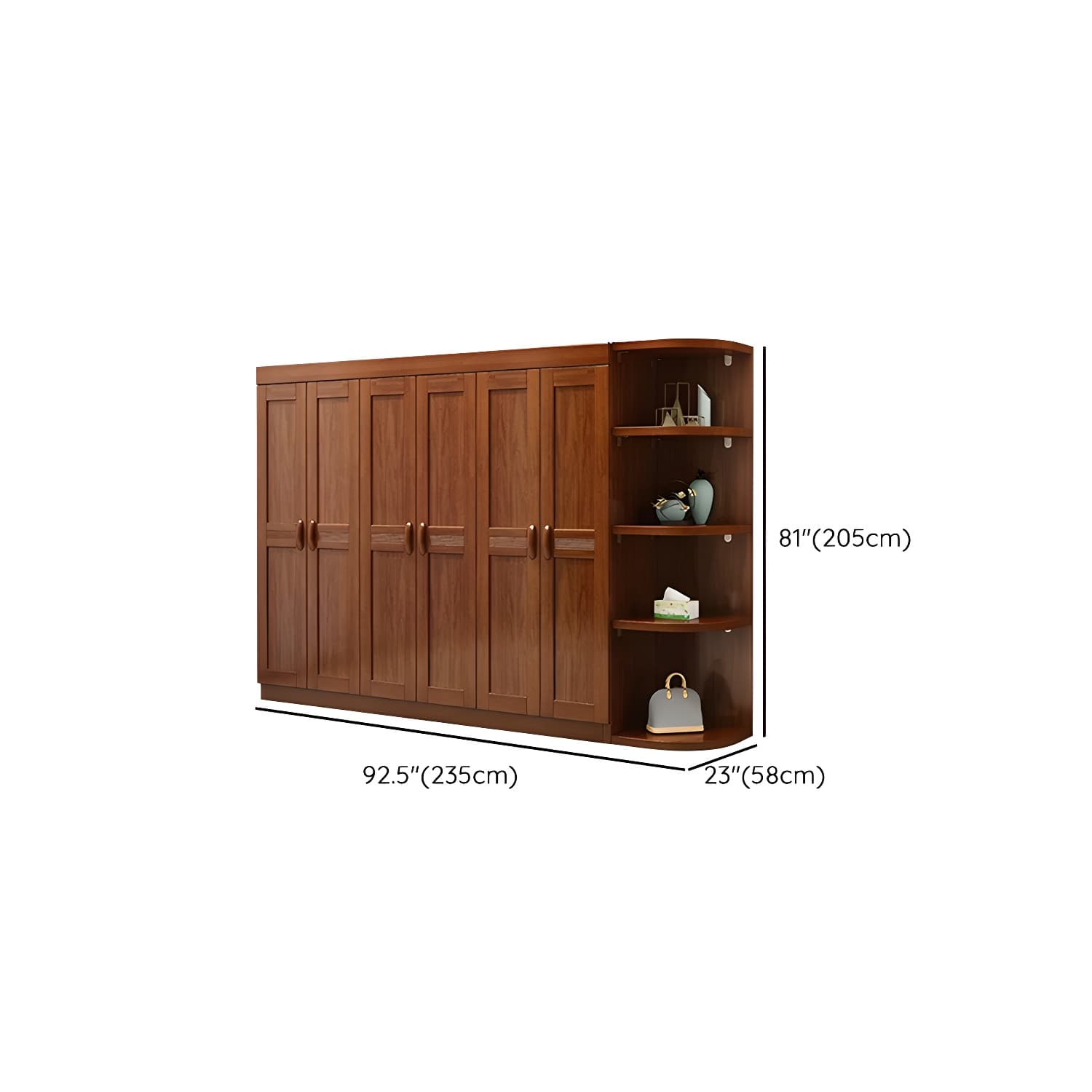 Wood Brown Rustic Wardrobe Armoire with Drawers & Shelves, Walnut Finish thumbnail 21