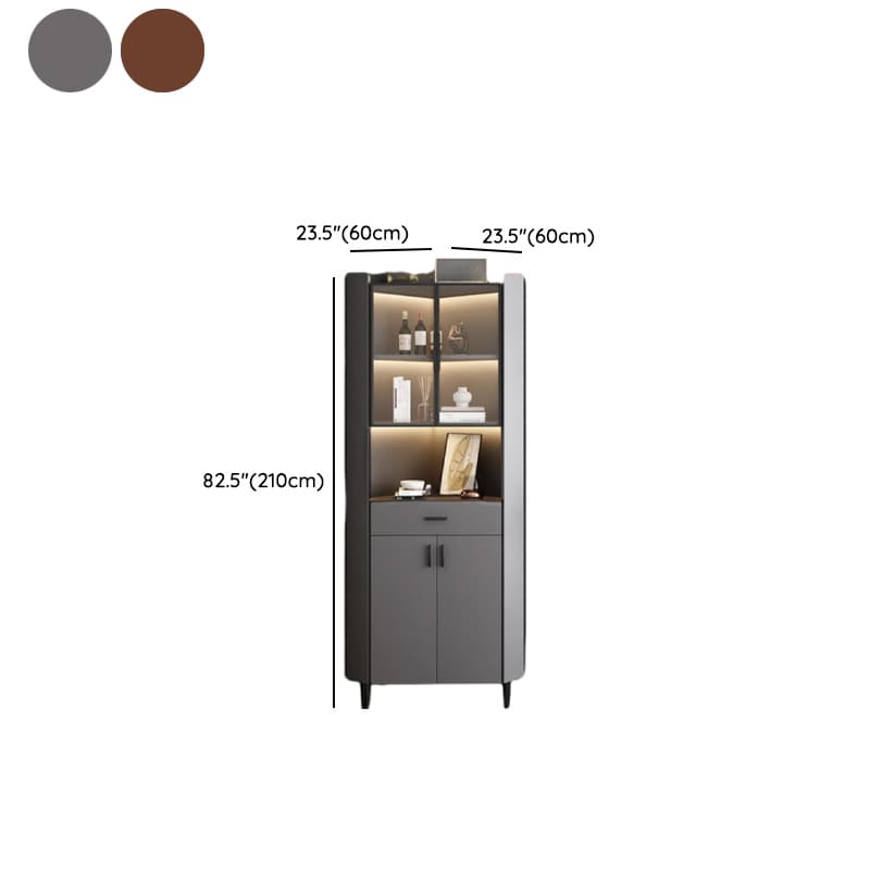 Damp-proof Scratch-immune Accent Cabinet with 1 Exterior Shelf, Glazed Door, Storm Gray Top, Soft Close Drawer, and Stain Resistant thumbnail 9