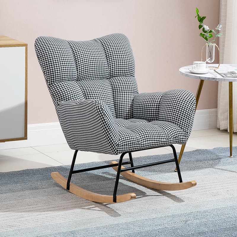 Contemporary Alloy Cushioned Living Room Rocking Chair 2 Piece Set with Footstool & Recessed Arm thumbnail 8