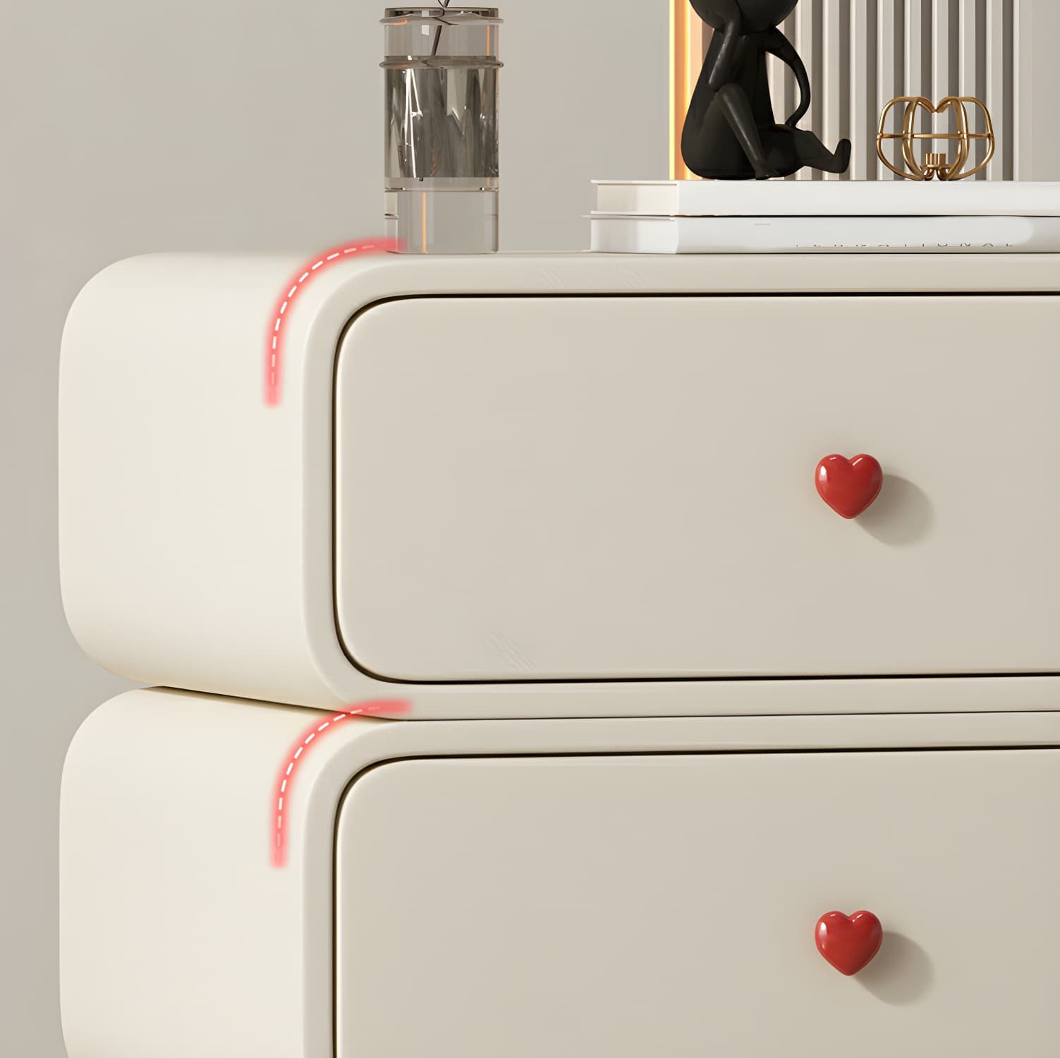 Contemporary Solid Wood Frame Nightstand with Microfiber Leather Silent Slide Two Drawers thumbnail 18
