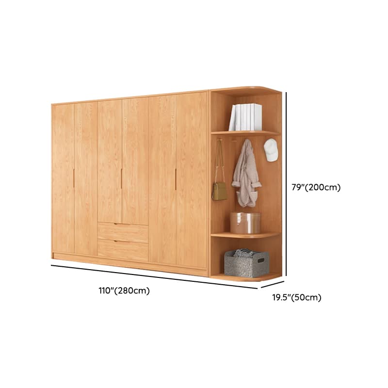 Wood Color Nordic Unfixed Wardrobe Closet thumbnail 46