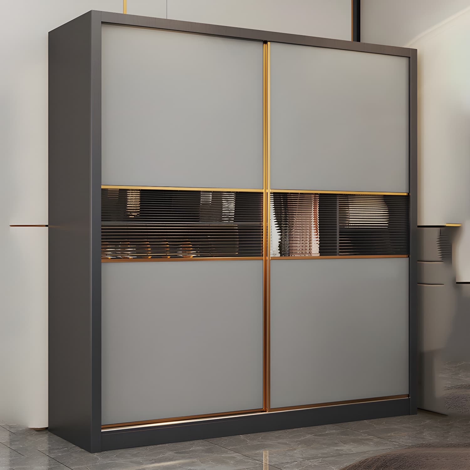 Modern Wood Freestanding Wardrobe Soft Close Drawer and Doors Wardrobe thumbnail 4