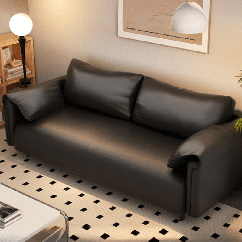 Modern Solid Color Tear Resistant Standard Sofa/Loveseat in Black/Ivory for 3-seater/Seats 2 thumbnail 5