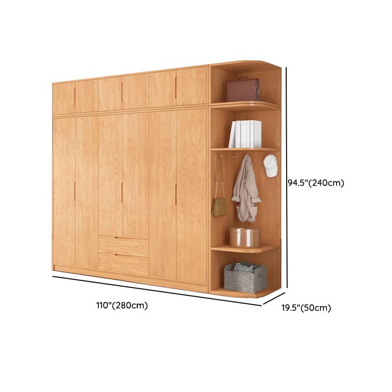 Wood Color Nordic Unfixed Wardrobe Closet thumbnail 54