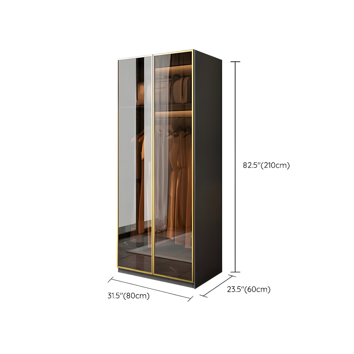 Modern Black Wood Wardrobe Armoire with Soft-Close Drawers & Clothing Rod thumbnail 12