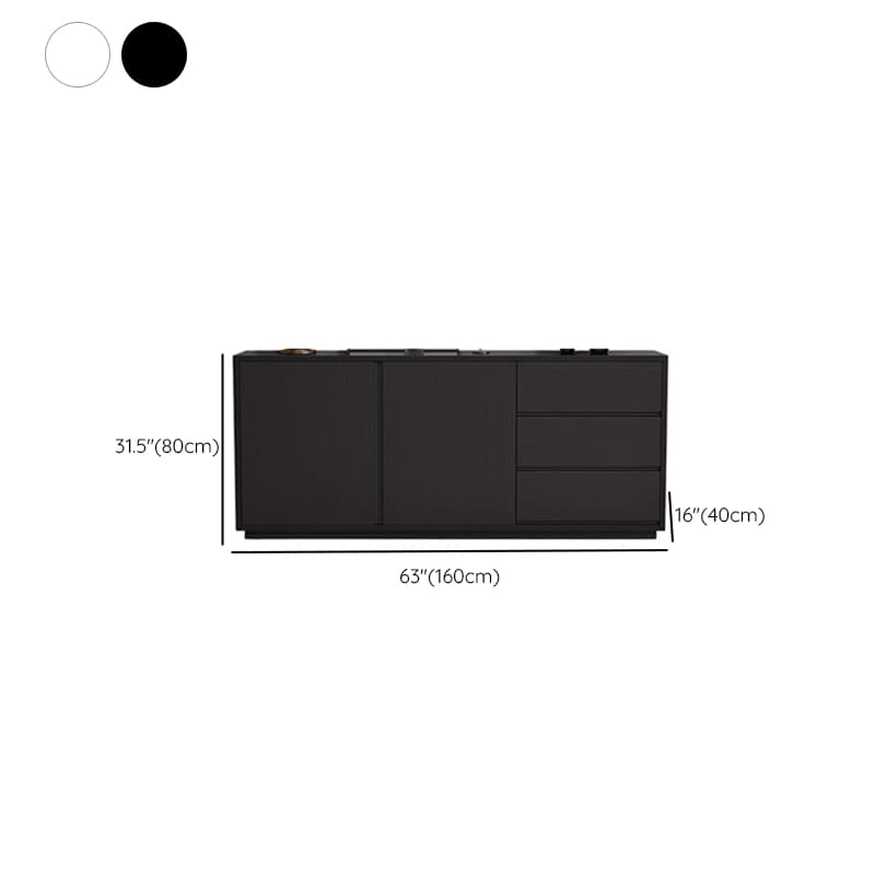 Sideboard with 3 Drawers, Cabinet, Standard Narrow Sizes, Four Internal Shelves, Wood Countertop, and 2 Doors thumbnail 13